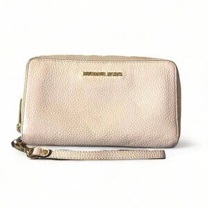 Michael Kors Jet Set Travel Large Flat Phone Wristlet Leather Powder Blush